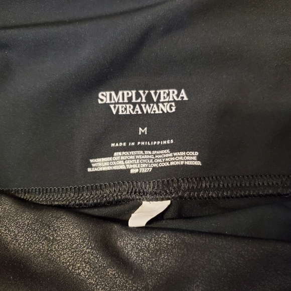 Simply Vera Vera Wang Women's Black Pants Leggings Size M Stretch - Picture 4 of 4